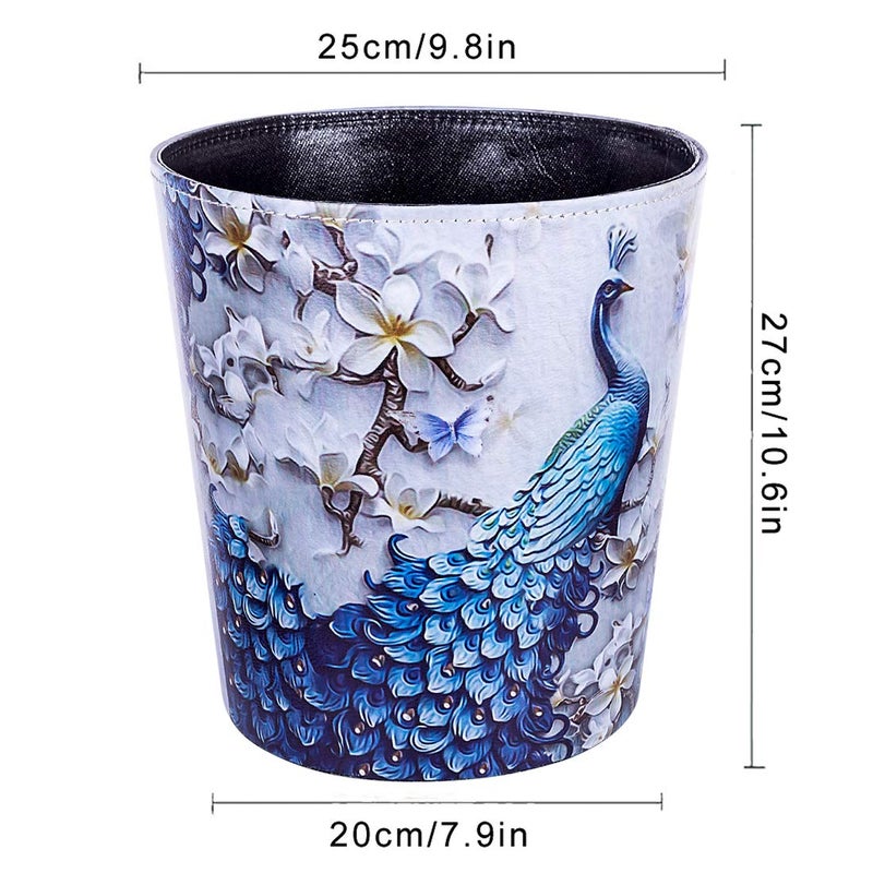 Scakbyer 10L/2.64 Gallon PU Leather Trash Can Decorative Waterproof Wastebasket Paper Basket Garbage Bin for Home Office Bathroom - Image 5